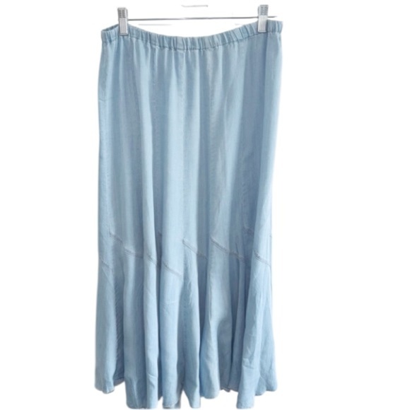 Philosophy Skirt Blue Chambray Sz Med Pull-On Angled A-Line Seamed Rock-A-Billy - Picture 4 of 16